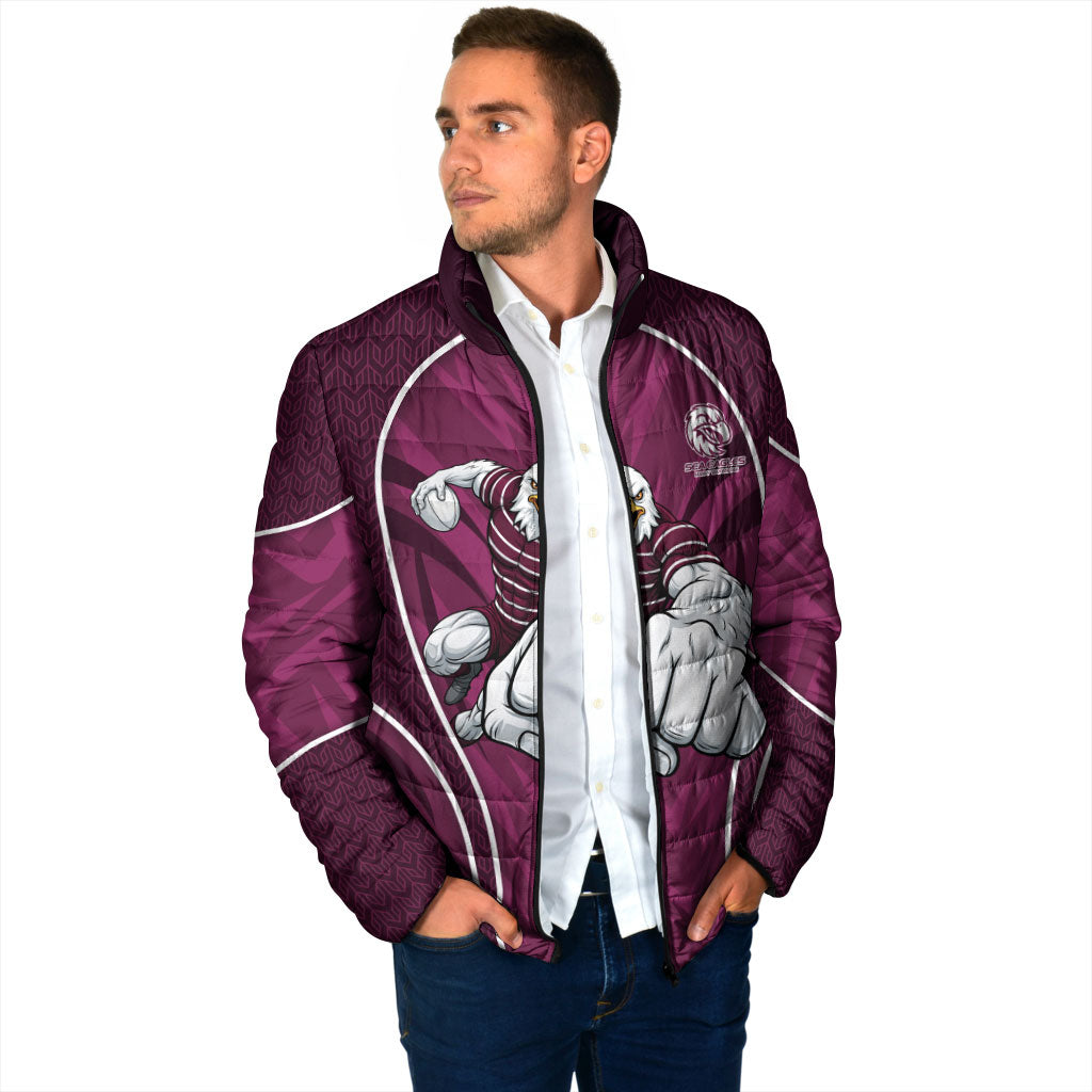 Manly Warringah Sea Eagles Rugby Mascot Padded Jacket Australian Rugby Culture - Tribal Inspired Eagle