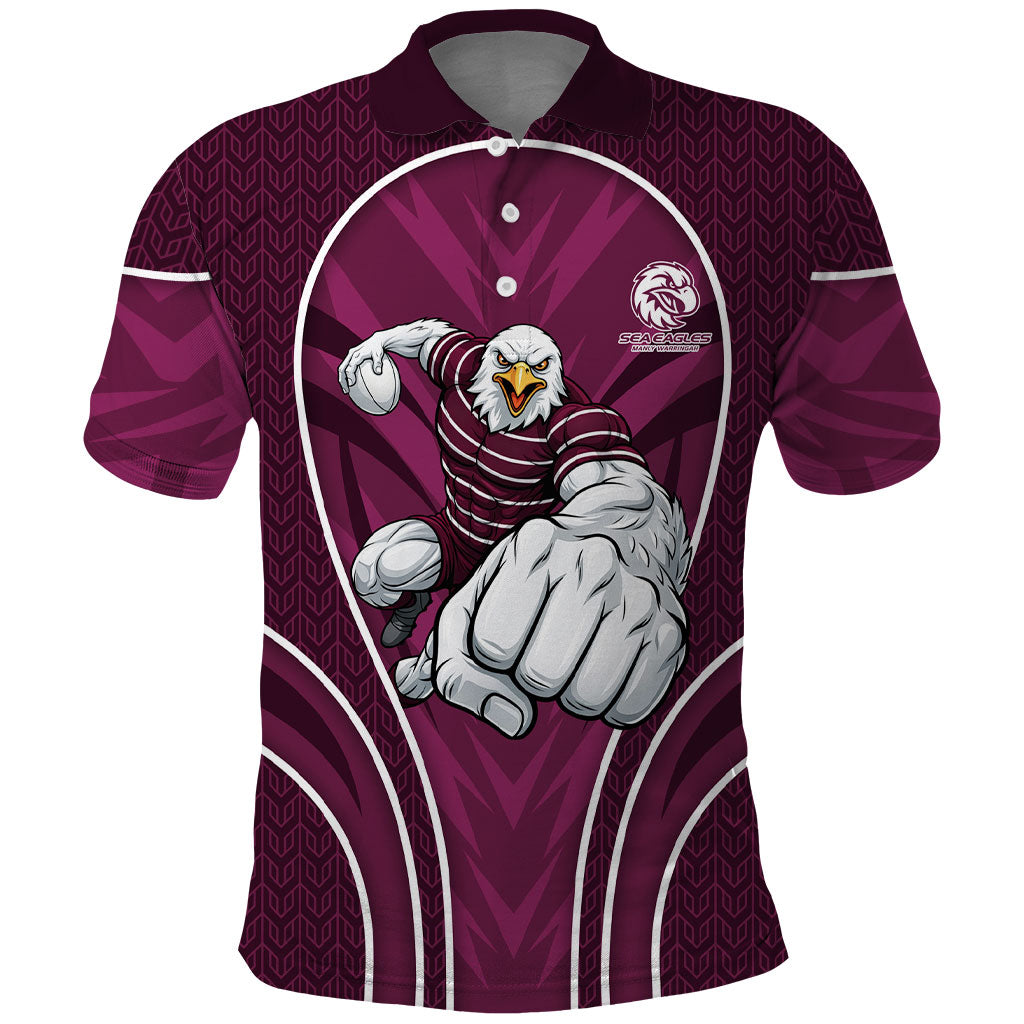 Manly Warringah Sea Eagles Rugby Mascot Polo Shirt Australian Rugby Culture - Tribal Inspired Eagle