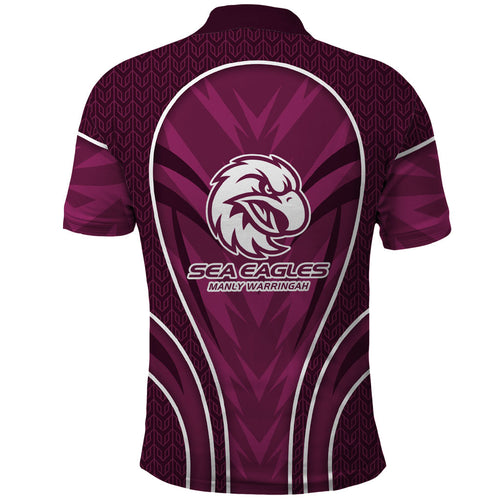 Manly Warringah Sea Eagles Rugby Mascot Polo Shirt Australian Rugby Culture - Tribal Inspired Eagle
