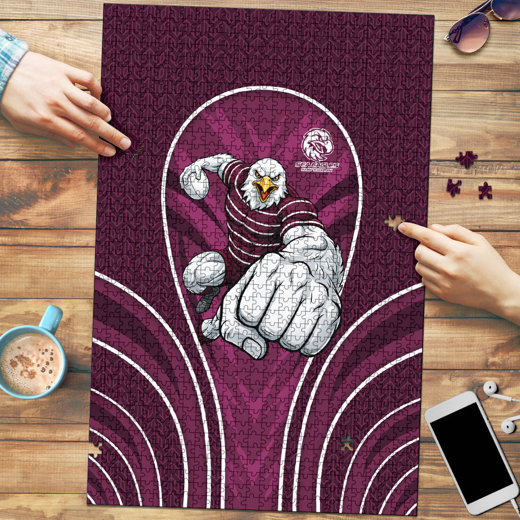 Manly Warringah Sea Eagles Rugby Mascot Puzzle Australian Rugby Culture - Tribal Inspired Eagle