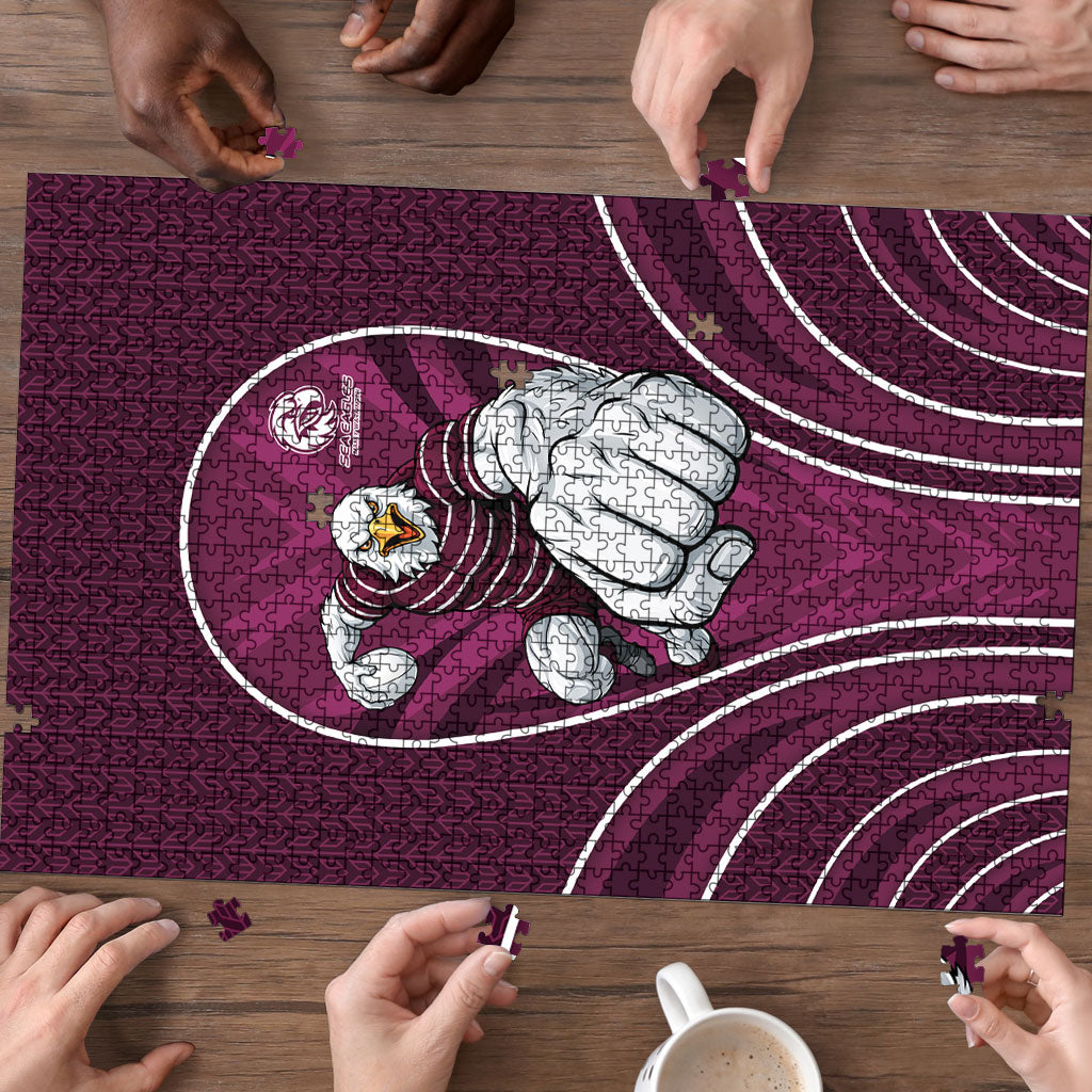 Manly Warringah Sea Eagles Rugby Mascot Puzzle Australian Rugby Culture - Tribal Inspired Eagle