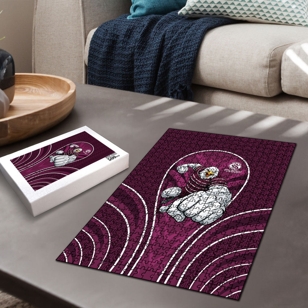 Manly Warringah Sea Eagles Rugby Mascot Puzzle Australian Rugby Culture - Tribal Inspired Eagle