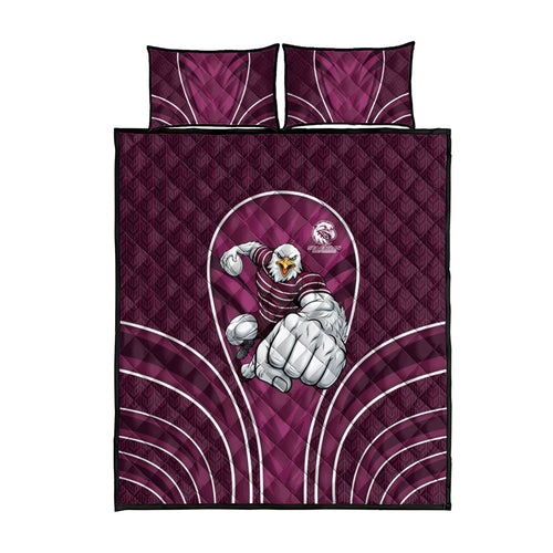 Manly Warringah Sea Eagles Rugby Mascot Quilt Bed Set Australian Rugby Culture - Tribal Inspired Eagle