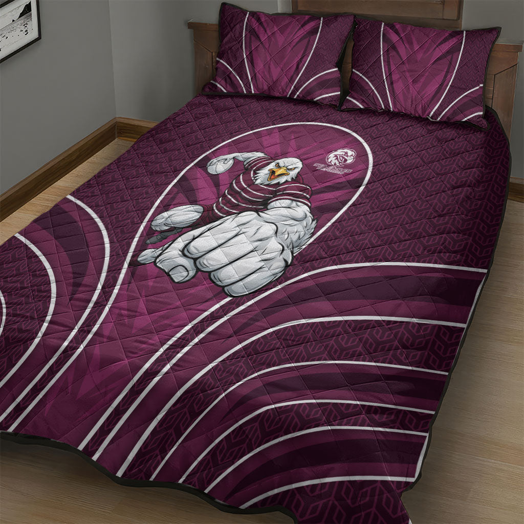 Manly Warringah Sea Eagles Rugby Mascot Quilt Bed Set Australian Rugby Culture - Tribal Inspired Eagle