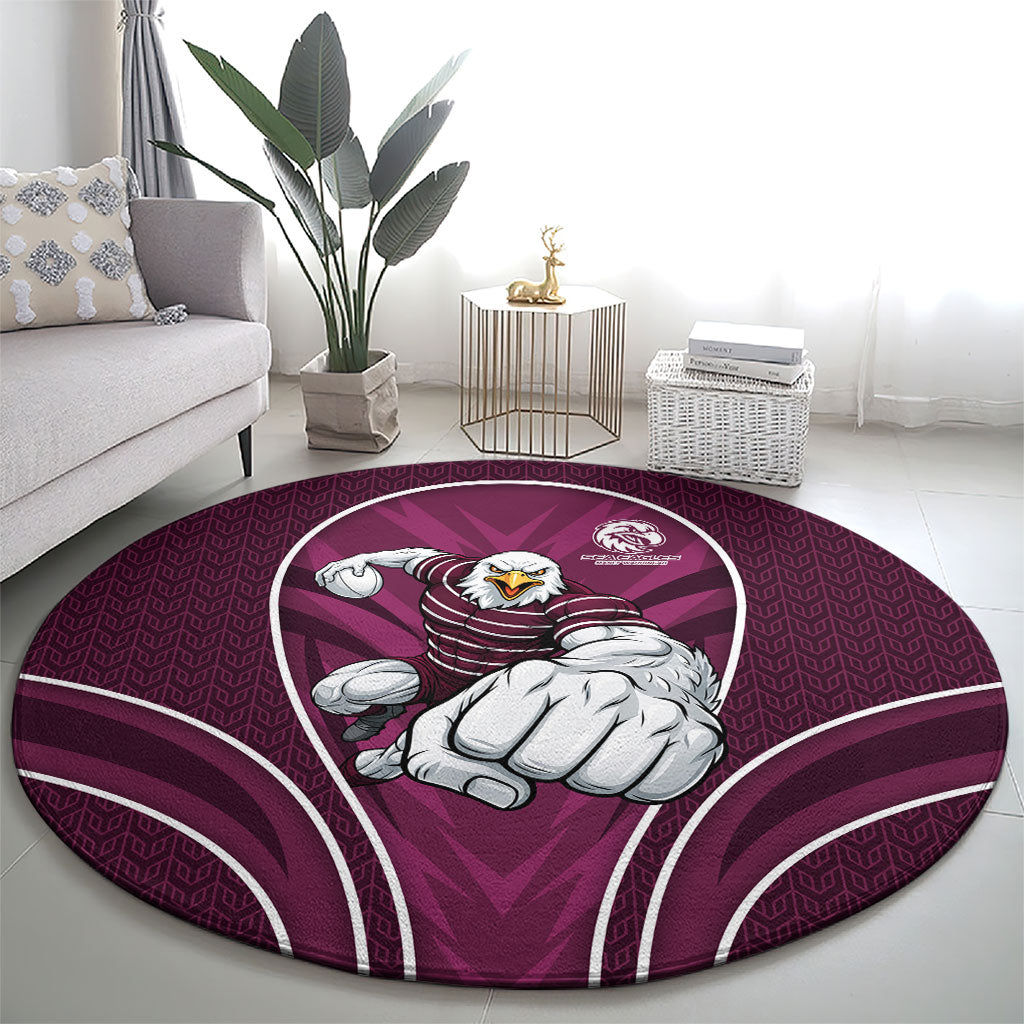 Manly Warringah Sea Eagles Rugby Mascot Round Carpet Australian Rugby Culture - Tribal Inspired Eagle
