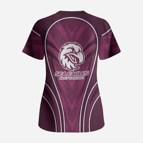 Manly Warringah Sea Eagles Rugby Mascot Scrub Top Australian Rugby Culture - Tribal Inspired Eagle