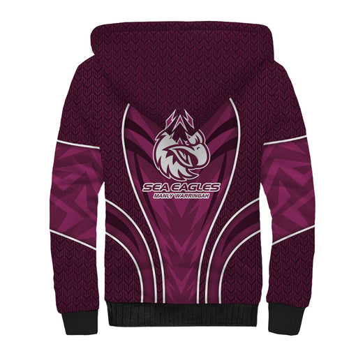 Manly Warringah Sea Eagles Rugby Mascot Sherpa Hoodie Australian Rugby Culture - Tribal Inspired Eagle