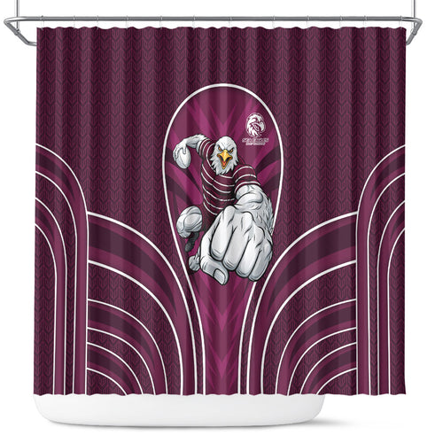 Manly Warringah Sea Eagles Rugby Mascot Shower Curtain Australian Rugby Culture - Tribal Inspired Eagle
