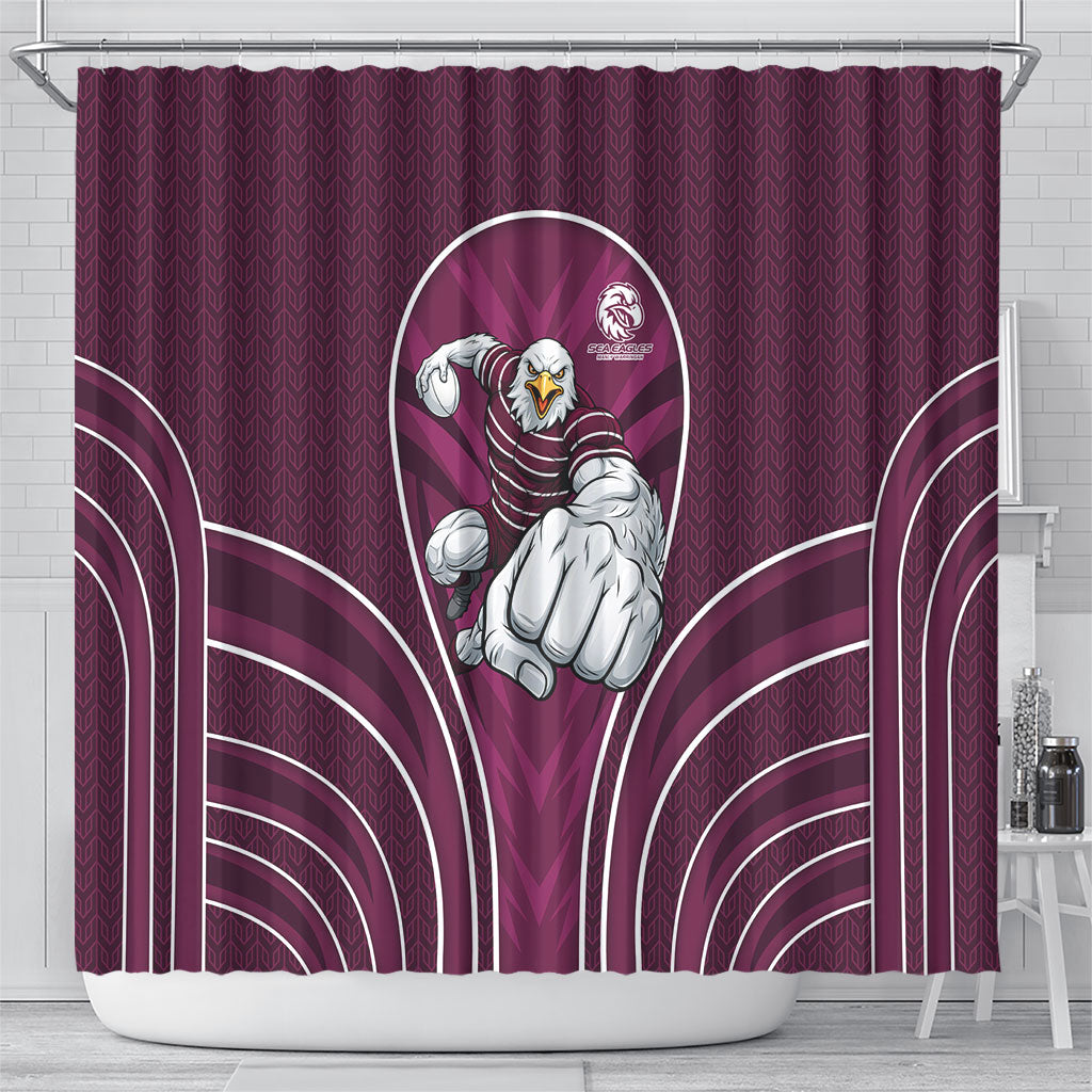 Manly Warringah Sea Eagles Rugby Mascot Shower Curtain Australian Rugby Culture - Tribal Inspired Eagle