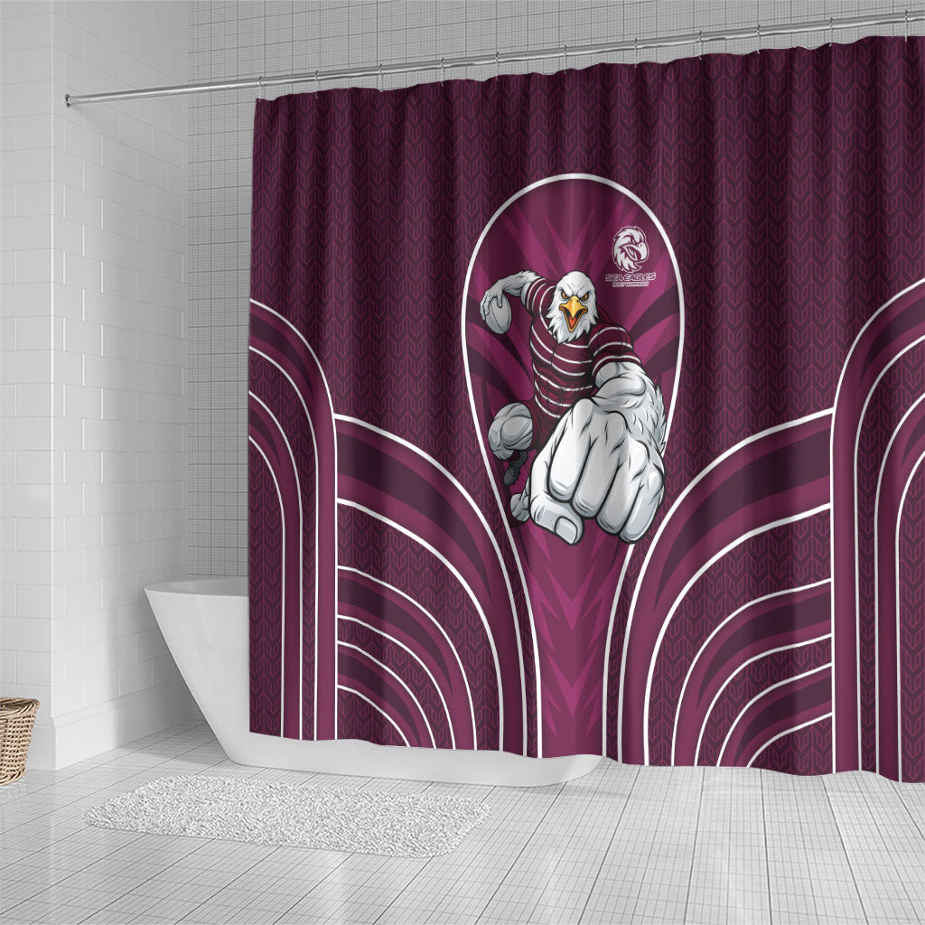 Manly Warringah Sea Eagles Rugby Mascot Shower Curtain Australian Rugby Culture - Tribal Inspired Eagle