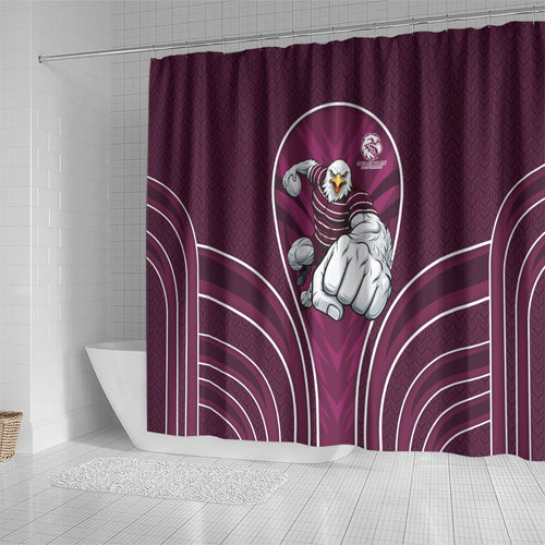 Manly Warringah Sea Eagles Rugby Mascot Shower Curtain Australian Rugby Culture - Tribal Inspired Eagle