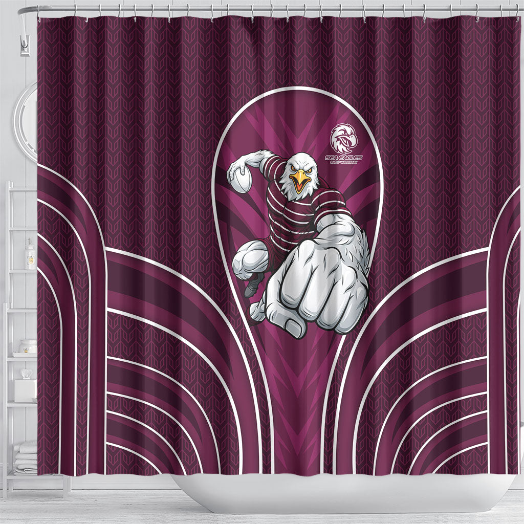 Manly Warringah Sea Eagles Rugby Mascot Shower Curtain Australian Rugby Culture - Tribal Inspired Eagle