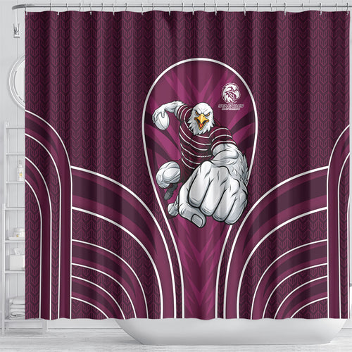 Manly Warringah Sea Eagles Rugby Mascot Shower Curtain Australian Rugby Culture - Tribal Inspired Eagle