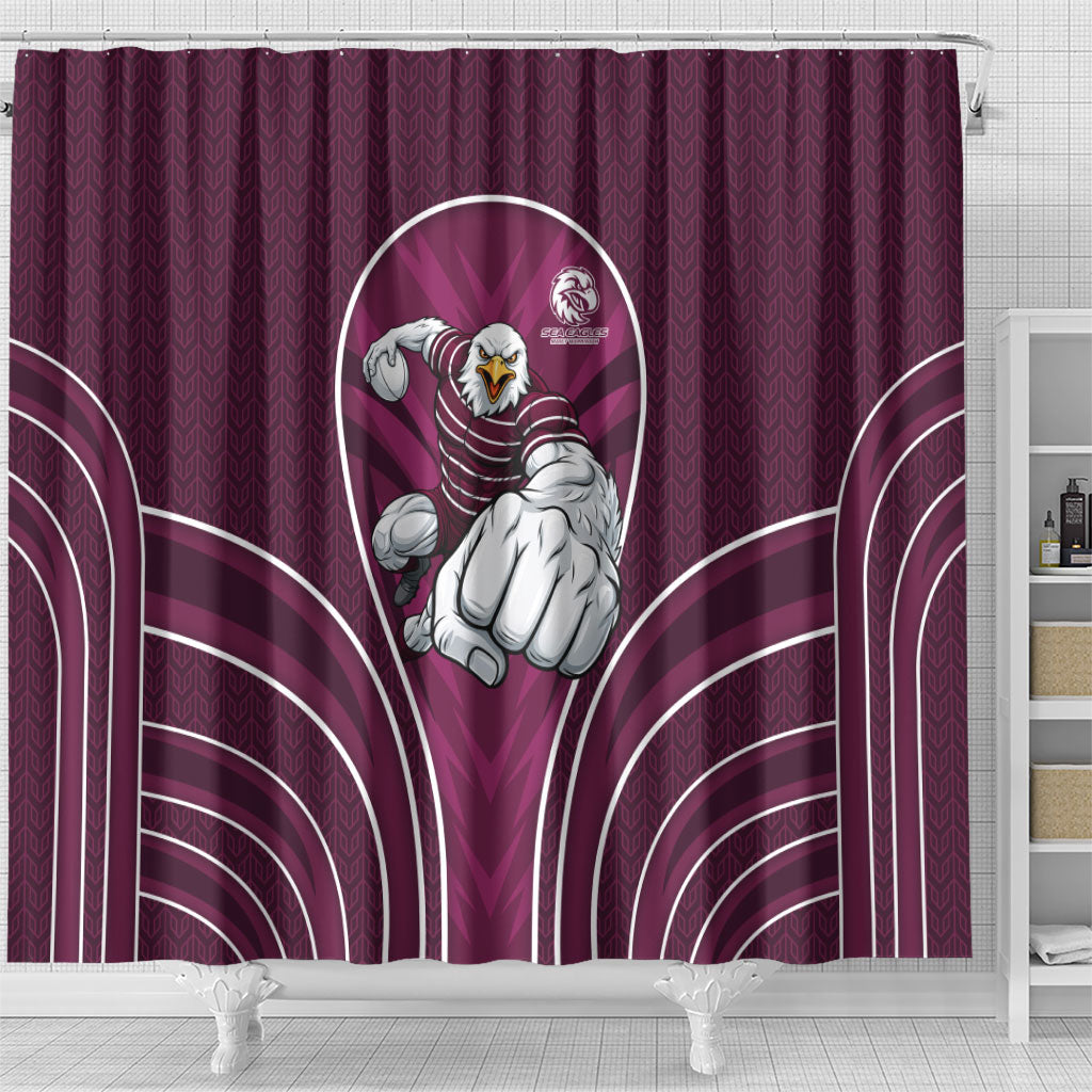 Manly Warringah Sea Eagles Rugby Mascot Shower Curtain Australian Rugby Culture - Tribal Inspired Eagle