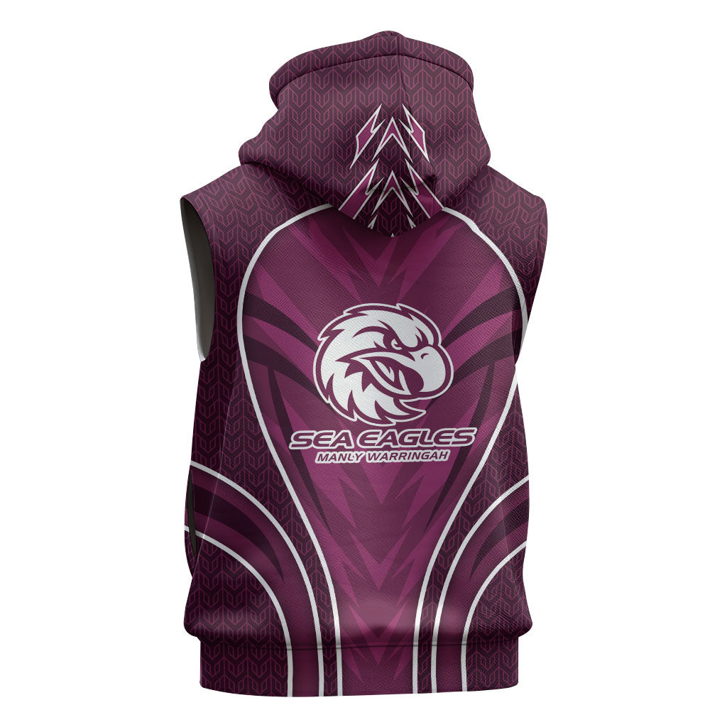 Manly Warringah Sea Eagles Rugby Mascot Sleeveless Hoodie Australian Rugby Culture - Tribal Inspired Eagle