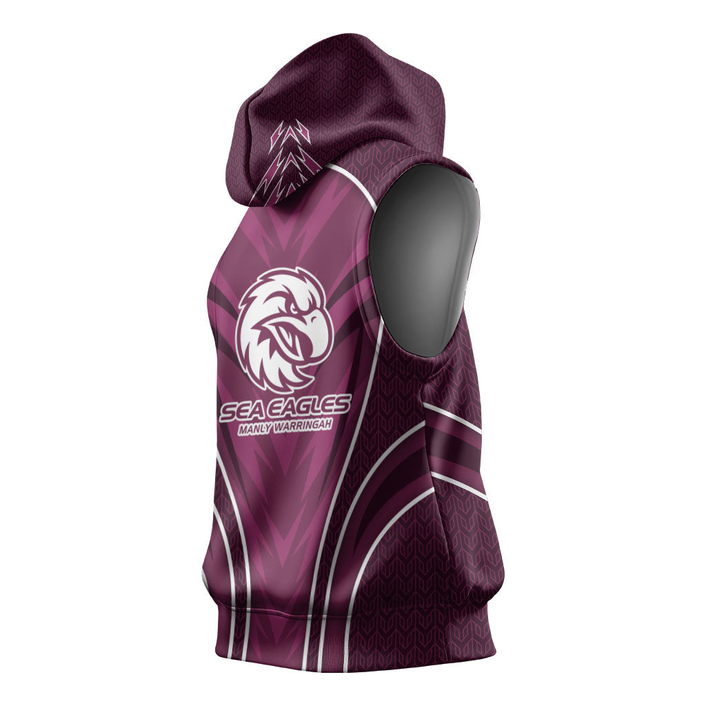 Manly Warringah Sea Eagles Rugby Mascot Sleeveless Hoodie Australian Rugby Culture - Tribal Inspired Eagle