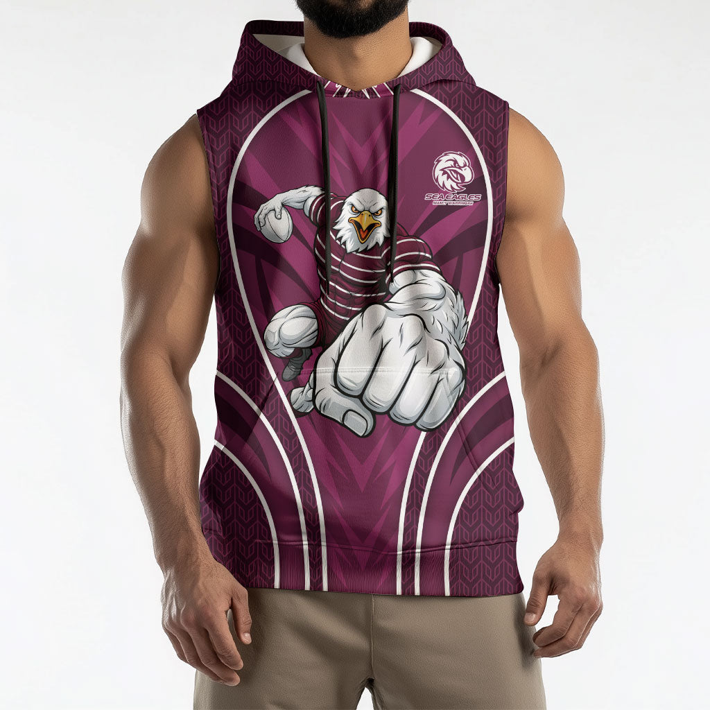 Manly Warringah Sea Eagles Rugby Mascot Sleeveless Hoodie Australian Rugby Culture - Tribal Inspired Eagle