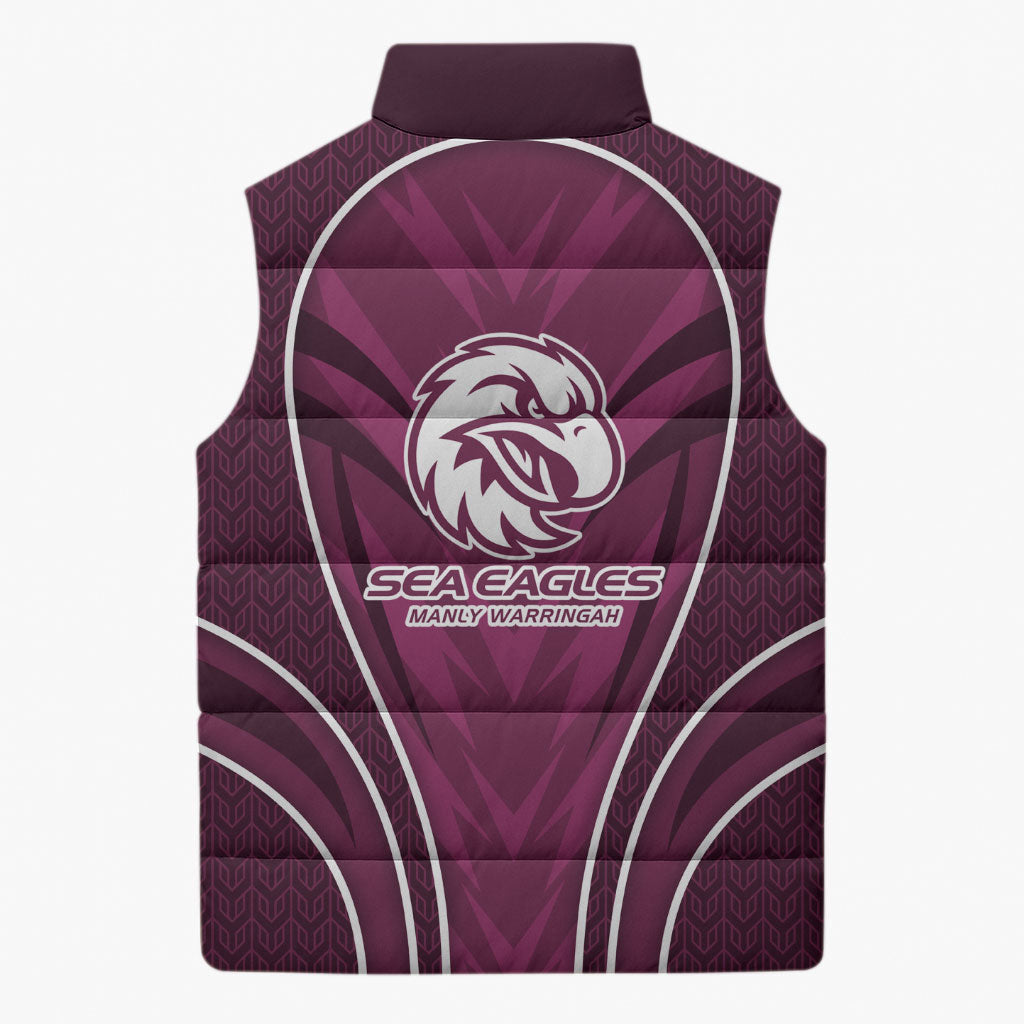 Manly Warringah Sea Eagles Rugby Mascot Sleeveless Puffer Jacket Australian Rugby Culture - Tribal Inspired Eagle