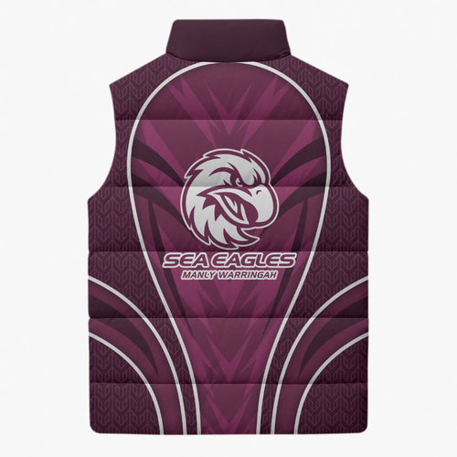 Manly Warringah Sea Eagles Rugby Mascot Sleeveless Puffer Jacket Australian Rugby Culture - Tribal Inspired Eagle