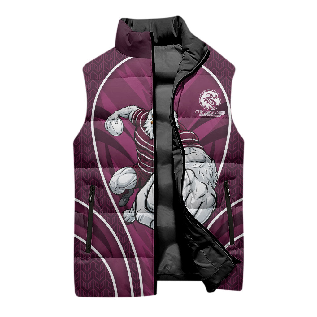 Manly Warringah Sea Eagles Rugby Mascot Sleeveless Puffer Jacket Australian Rugby Culture - Tribal Inspired Eagle