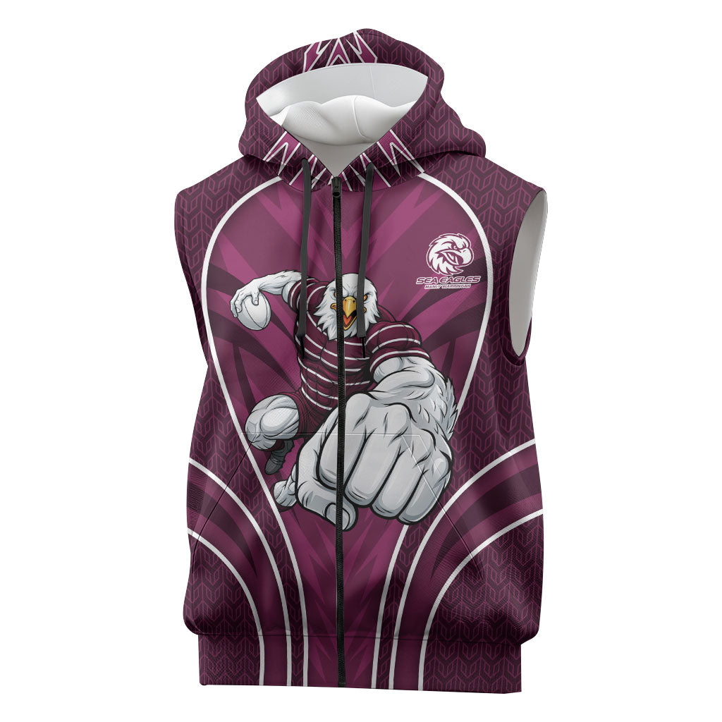 Manly Warringah Sea Eagles Rugby Mascot Sleeveless Zip Hoodie Australian Rugby Culture - Tribal Inspired Eagle