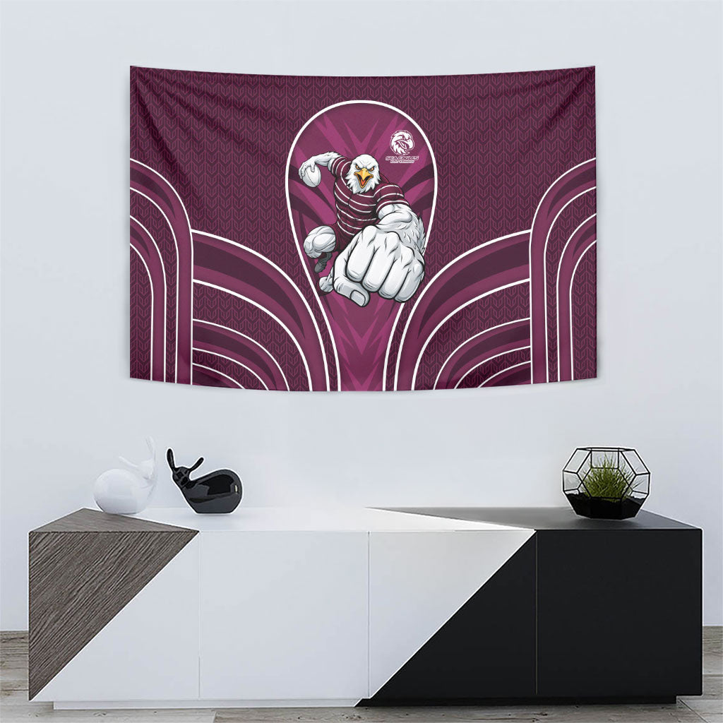 Manly Warringah Sea Eagles Rugby Mascot Tapestry Australian Rugby Culture - Tribal Inspired Eagle