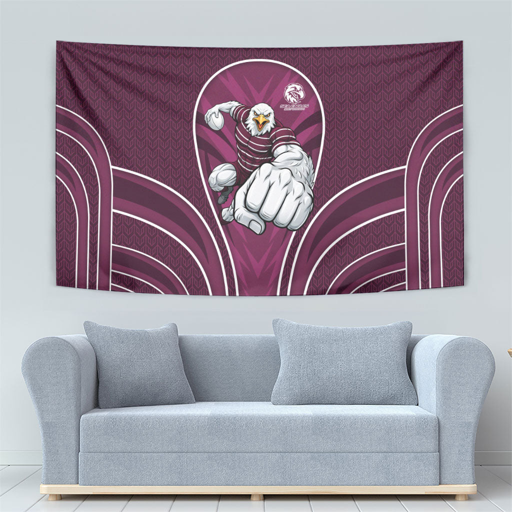 Manly Warringah Sea Eagles Rugby Mascot Tapestry Australian Rugby Culture - Tribal Inspired Eagle