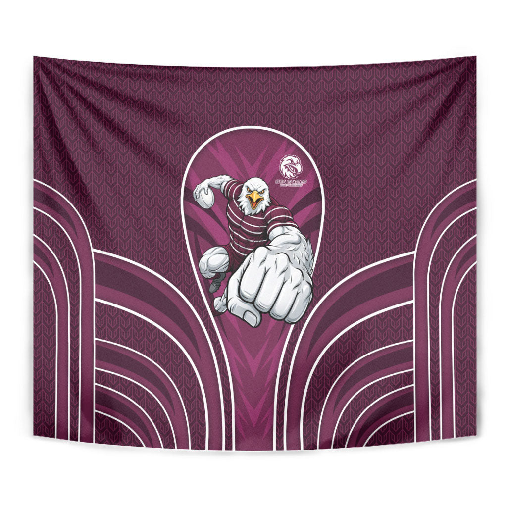 Manly Warringah Sea Eagles Rugby Mascot Tapestry Australian Rugby Culture - Tribal Inspired Eagle