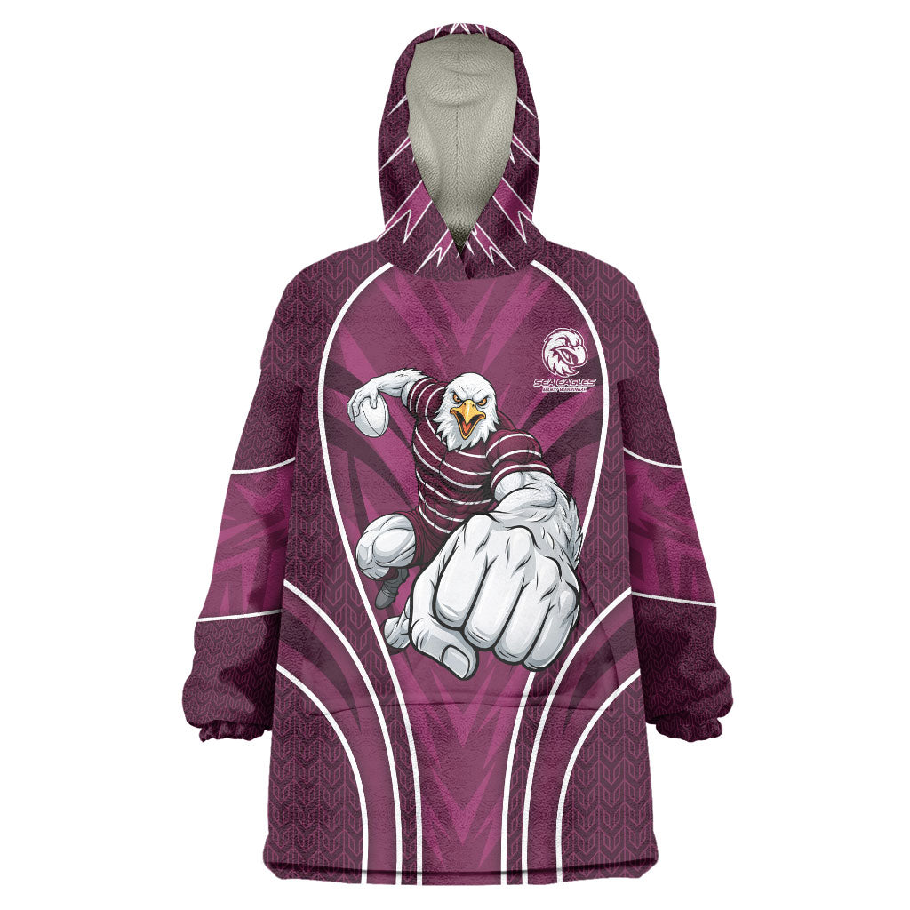 Manly Warringah Sea Eagles Rugby Mascot Wearable Blanket Hoodie Australian Rugby Culture - Tribal Inspired Eagle