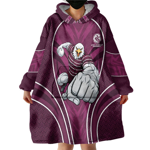 Manly Warringah Sea Eagles Rugby Mascot Wearable Blanket Hoodie Australian Rugby Culture - Tribal Inspired Eagle