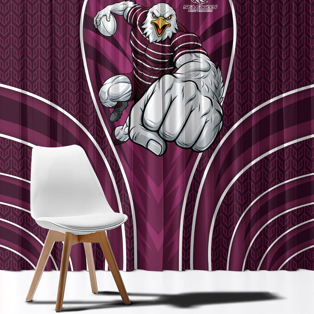 Manly Warringah Sea Eagles Rugby Mascot Window Curtain Australian Rugby Culture - Tribal Inspired Eagle