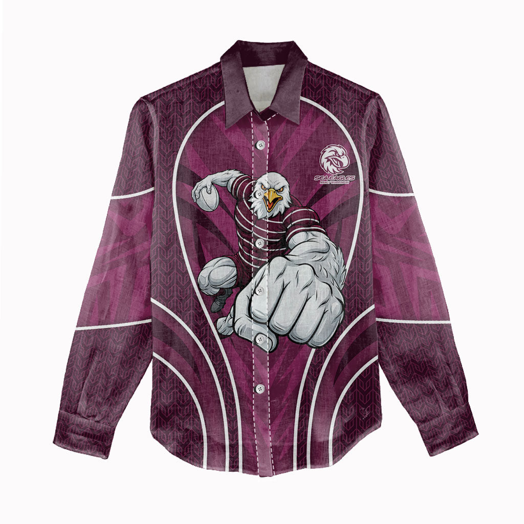 Manly Warringah Sea Eagles Rugby Mascot Women Casual Shirt Australian Rugby Culture - Tribal Inspired Eagle