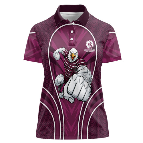Manly Warringah Sea Eagles Rugby Mascot Women Polo Shirt Australian Rugby Culture - Tribal Inspired Eagle