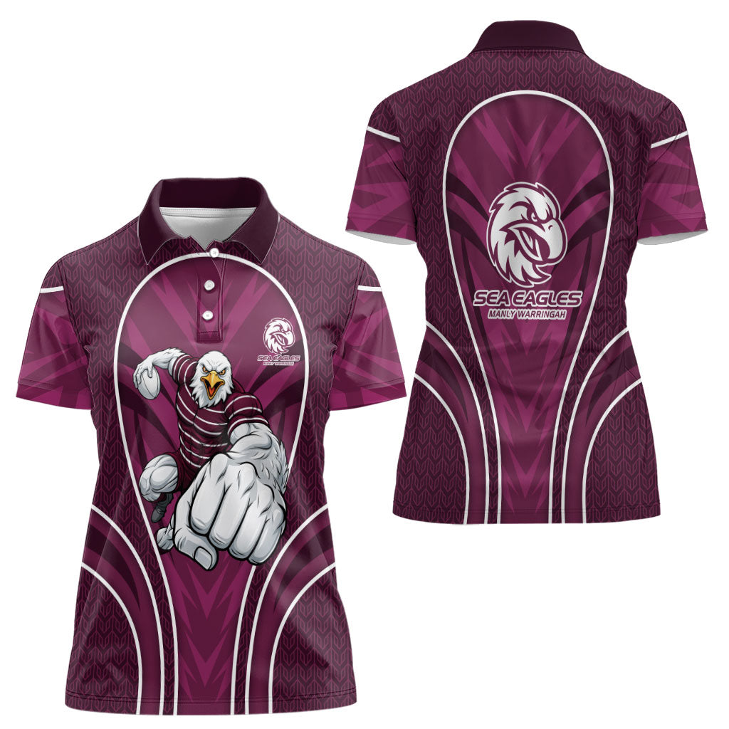 Manly Warringah Sea Eagles Rugby Mascot Women Polo Shirt Australian Rugby Culture - Tribal Inspired Eagle