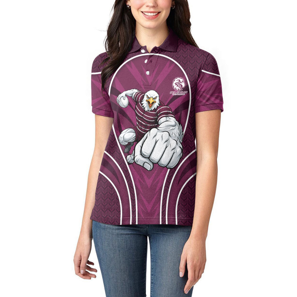 Manly Warringah Sea Eagles Rugby Mascot Women Polo Shirt Australian Rugby Culture - Tribal Inspired Eagle