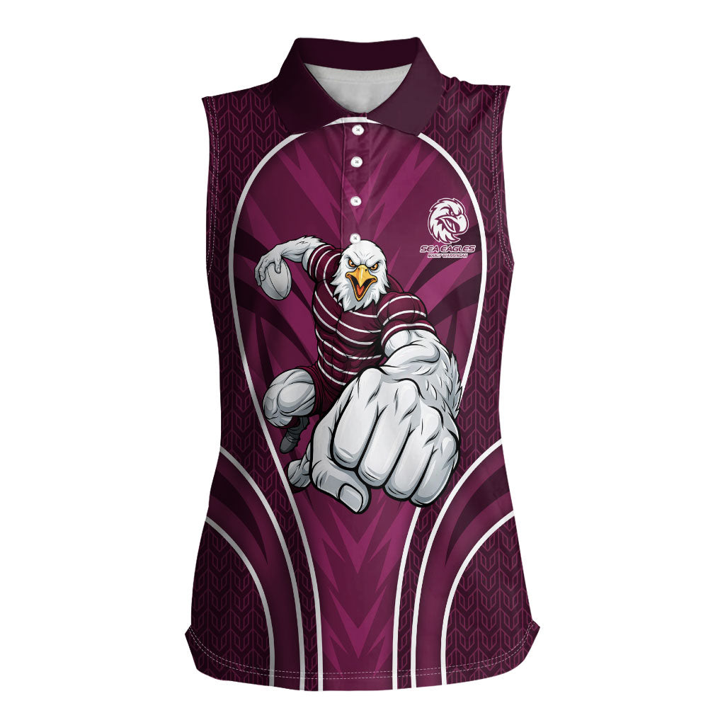Manly Warringah Sea Eagles Rugby Mascot Women Sleeveless Polo Shirt Australian Rugby Culture - Tribal Inspired Eagle