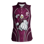 Manly Warringah Sea Eagles Rugby Mascot Women Sleeveless Polo Shirt Australian Rugby Culture - Tribal Inspired Eagle
