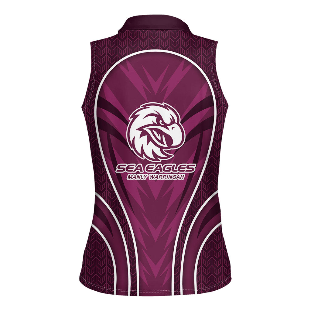 Manly Warringah Sea Eagles Rugby Mascot Women Sleeveless Polo Shirt Australian Rugby Culture - Tribal Inspired Eagle