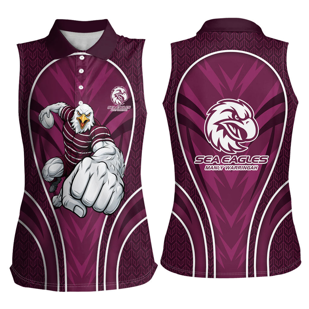 Manly Warringah Sea Eagles Rugby Mascot Women Sleeveless Polo Shirt Australian Rugby Culture - Tribal Inspired Eagle