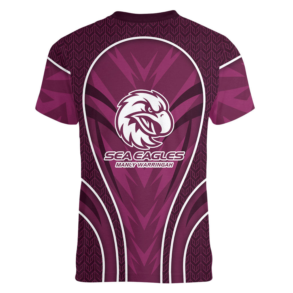 Manly Warringah Sea Eagles Rugby Mascot Women V-Neck T-Shirt Australian Rugby Culture - Tribal Inspired Eagle