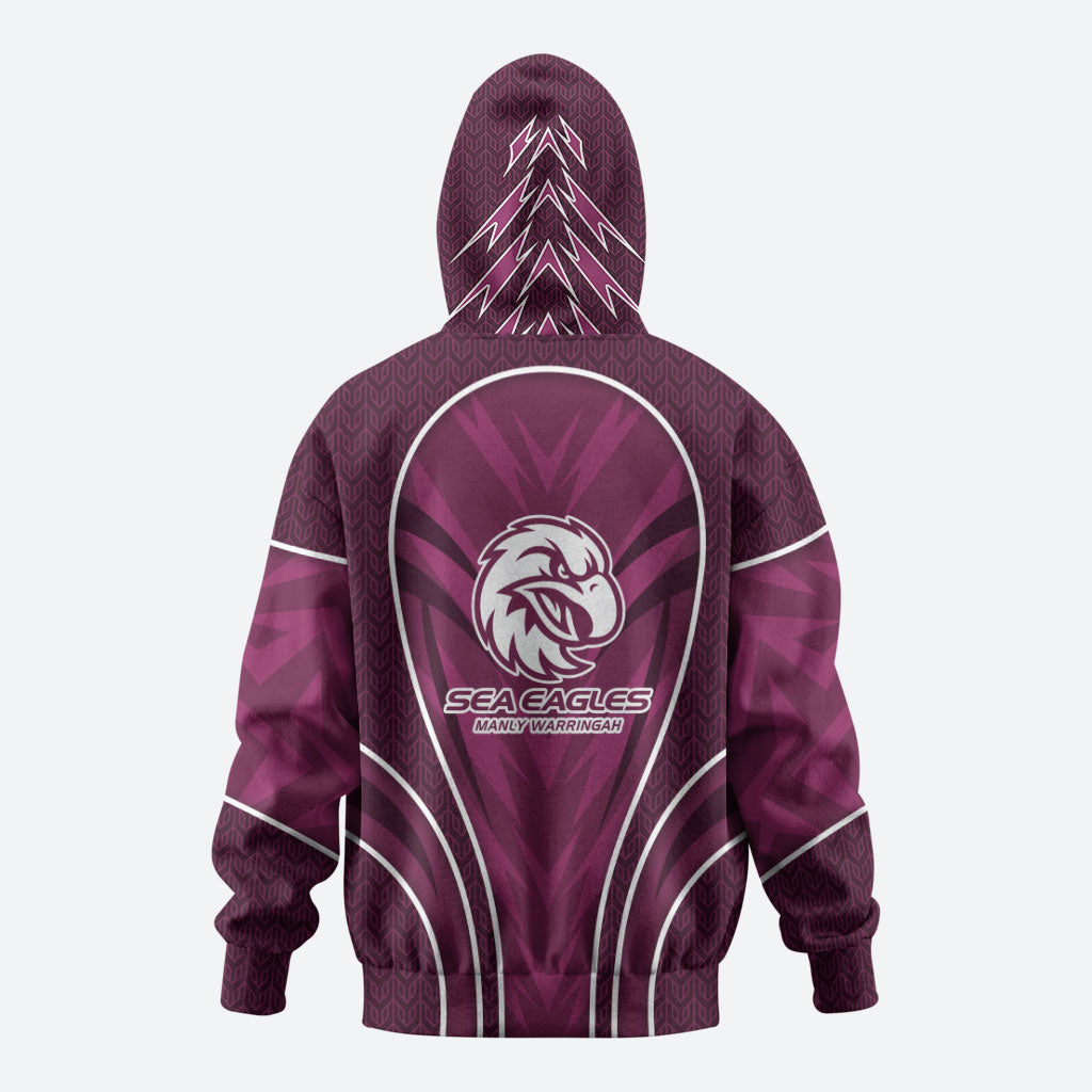 Manly Warringah Sea Eagles Rugby Mascot Zip Hoodie Australian Rugby Culture - Tribal Inspired Eagle