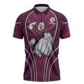 Manly Warringah Sea Eagles Rugby Mascot Zipper Polo Shirt Australian Rugby Culture - Tribal Inspired Eagle