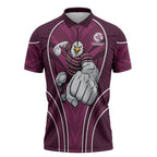 Manly Warringah Sea Eagles Rugby Mascot Zipper Polo Shirt Australian Rugby Culture - Tribal Inspired Eagle