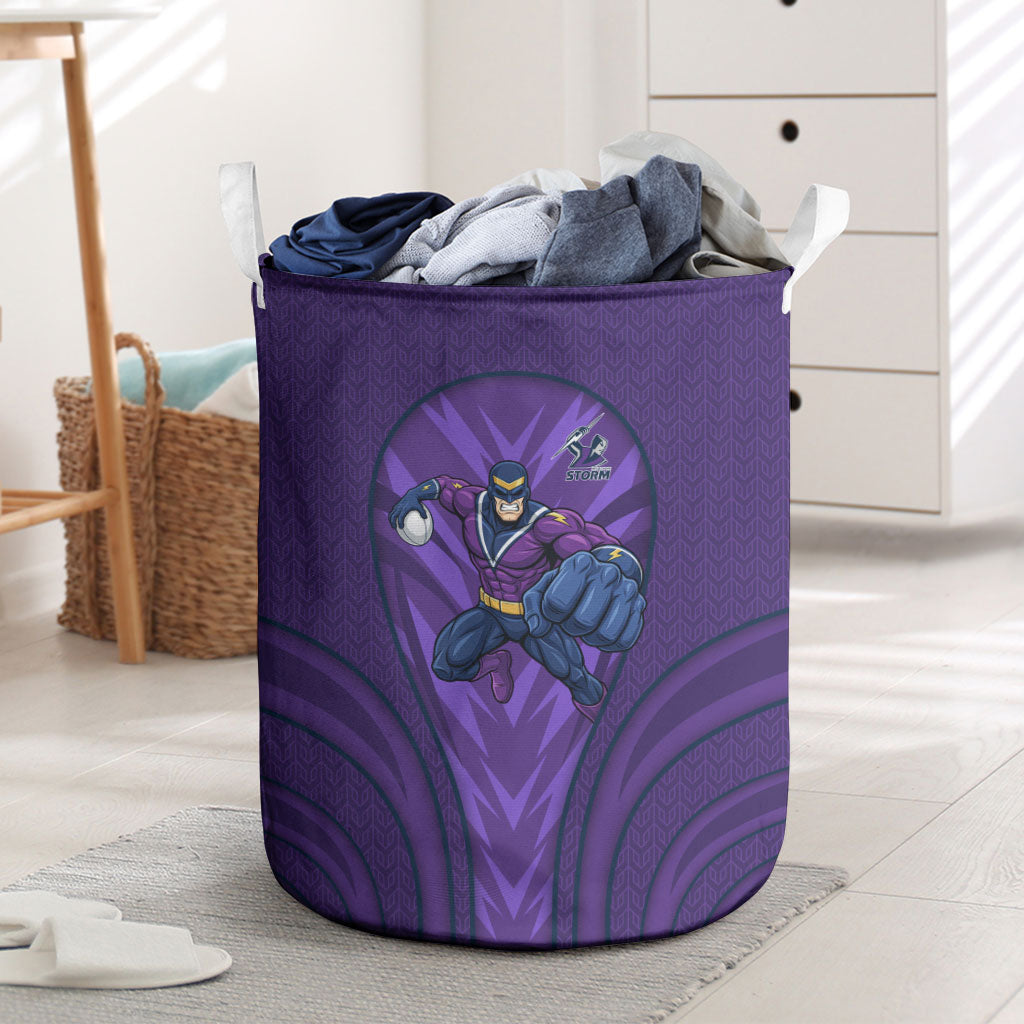 Melbourne Storm Rugby Mascot Laundry Basket Australian Rugby Culture - Tribal Inspired Superhero