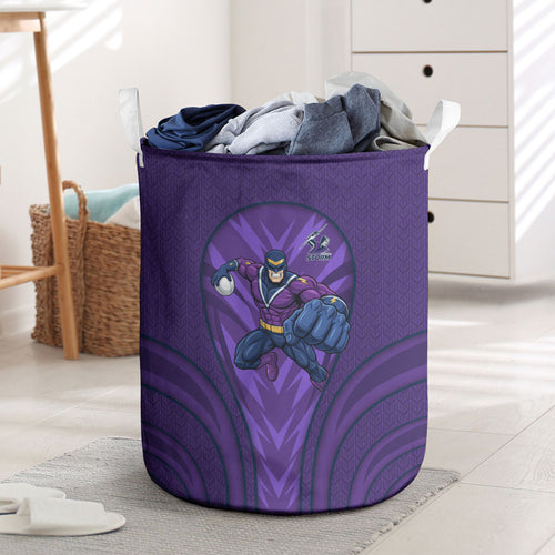 Melbourne Storm Rugby Mascot Laundry Basket Australian Rugby Culture - Tribal Inspired Superhero
