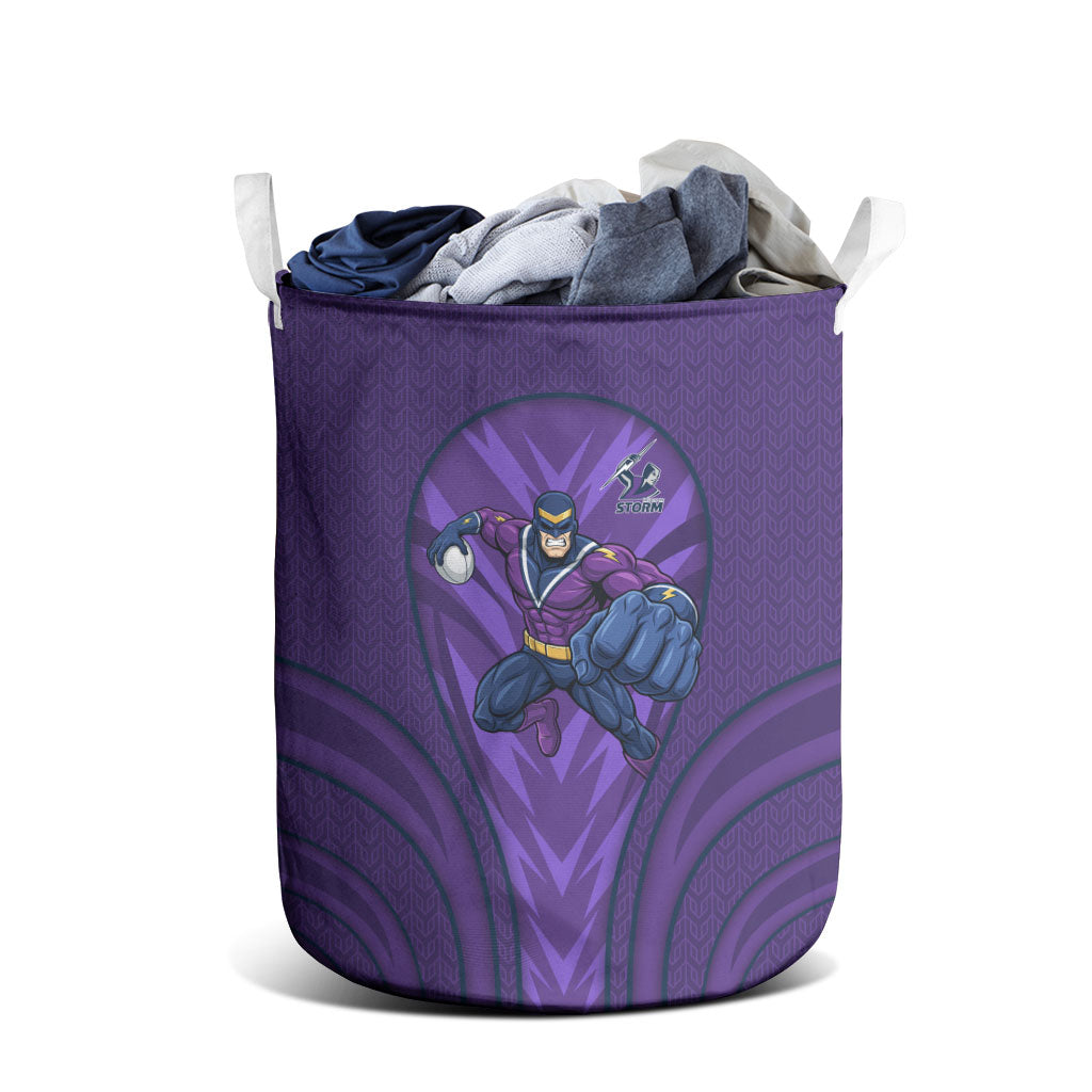 Melbourne Storm Rugby Mascot Laundry Basket Australian Rugby Culture - Tribal Inspired Superhero