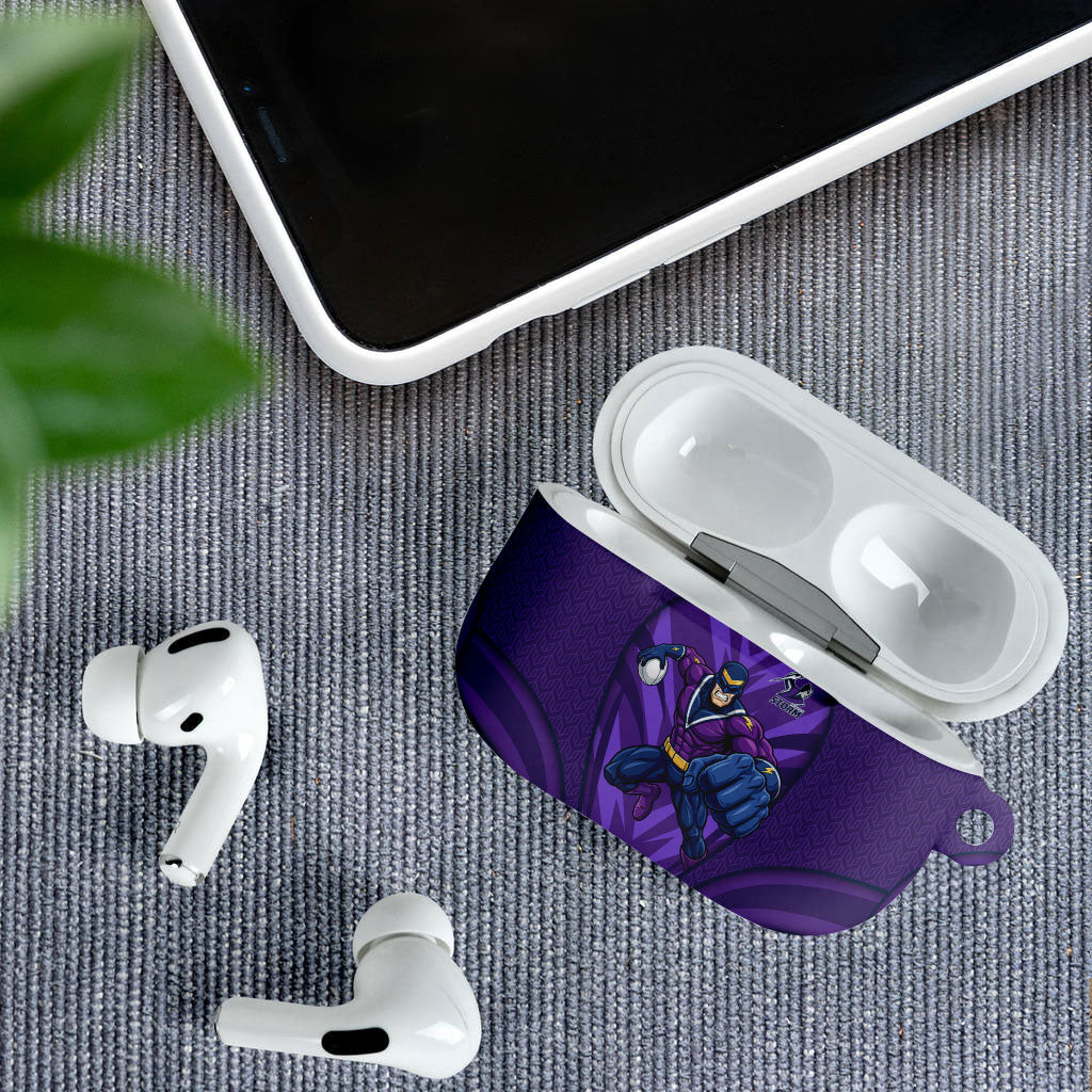 Melbourne Storm Rugby Mascot AirPods Case Australian Rugby Culture - Tribal Inspired Superhero