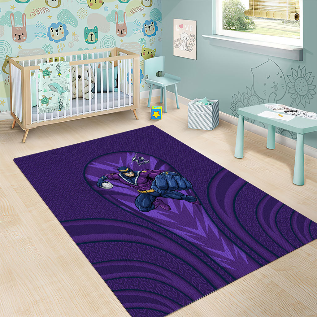 Melbourne Storm Rugby Mascot Area Rug Australian Rugby Culture - Tribal Inspired Superhero