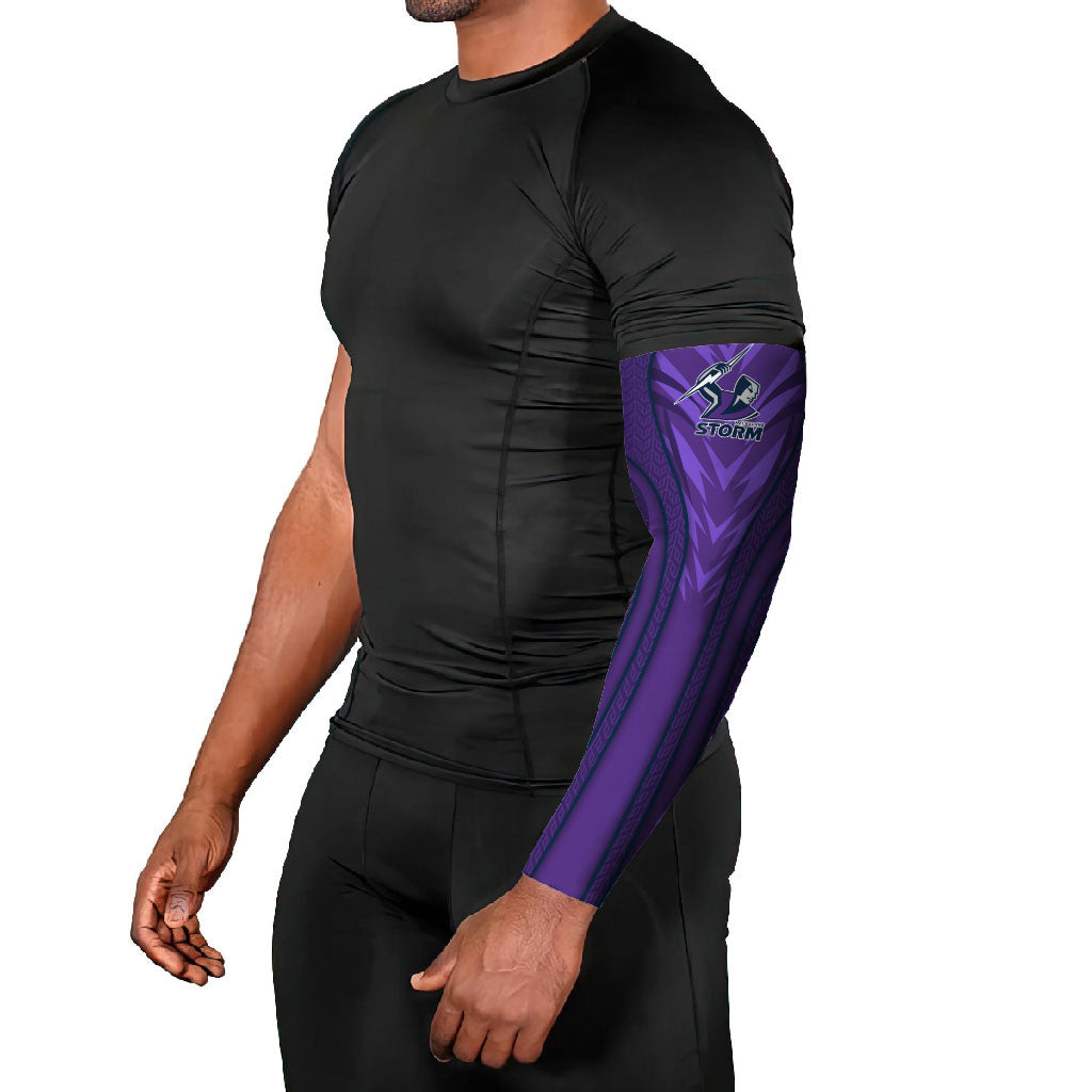 Melbourne Storm Rugby Mascot Arm Sleeves Australian Rugby Culture - Tribal Inspired Superhero