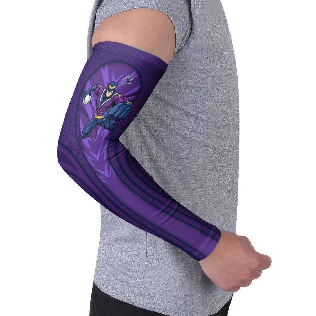 Melbourne Storm Rugby Mascot Arm Sleeves Australian Rugby Culture - Tribal Inspired Superhero